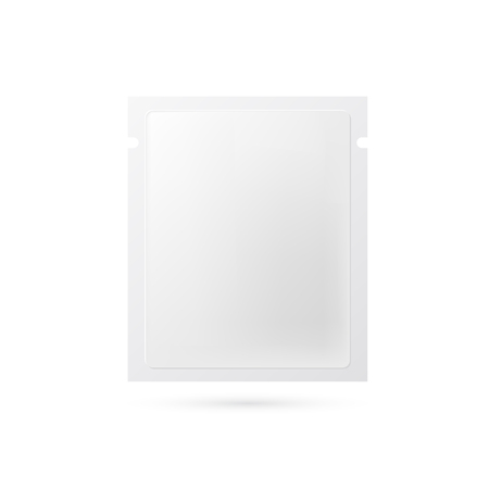 White blank sachet packaging food, cosmetics or medicine. Vector illustration.のイラスト素材