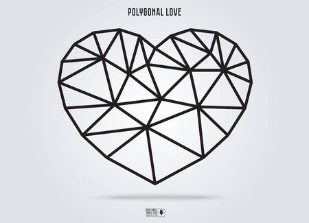 Origami heart on white background. Vector Illustration. Abstract polygonal heart. Love symbol. Low-poly colorful style. Romantic background for Valentines day.のイラスト素材