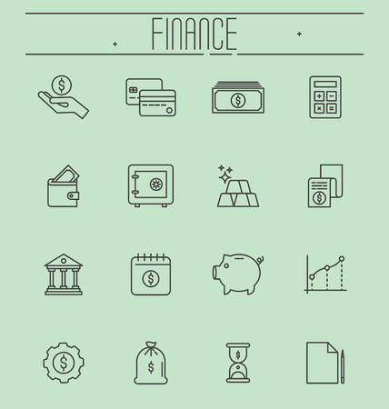 Set of thin line icons - money, finance, payments. Vector illustration.のイラスト素材
