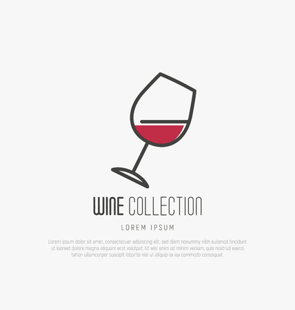 Logotype of wine and wine making. Modern thin line icons, flat style design.のイラスト素材