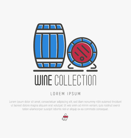 Logotype of wine and wine making. Modern thin line icons, flat style design.のイラスト素材