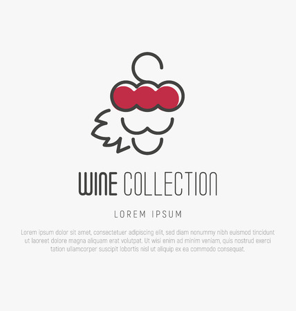 Logotype of wine and wine making. Modern thin line icons, flat style design.のイラスト素材
