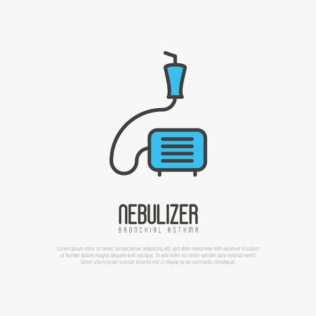 Nebulizer thin line icon from asthma and respiratory diseases. Simple vector illustration.のイラスト素材