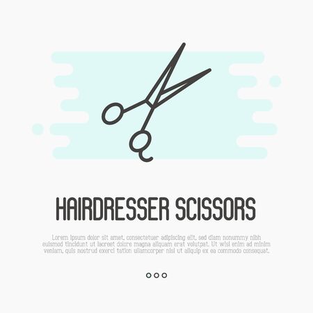 Hairdresser scisssors thin line icon. Vector illustration.のイラスト素材