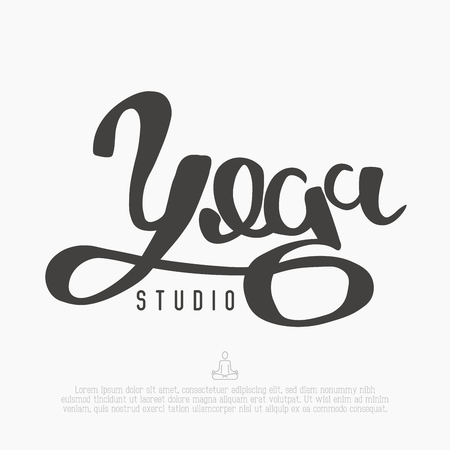 Handwritten word Yoga for logo of studio, class, card, banner, print on t-shirts and bags. Vector illustration.のイラスト素材