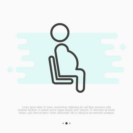 Public sign of priority seat for pregnant woman. Thin line vector illustration.のイラスト素材