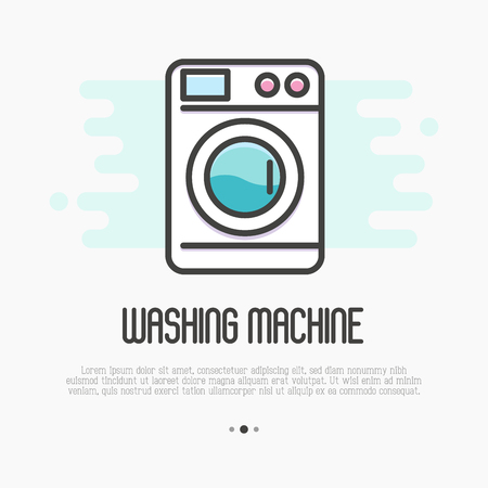 Washing machine thin line icon. Vector illustration for laundry or plumbing logo.のイラスト素材