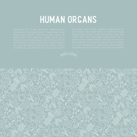 Human internal organs concept with thin line icons vector illustration for banner, web page, print media.のイラスト素材