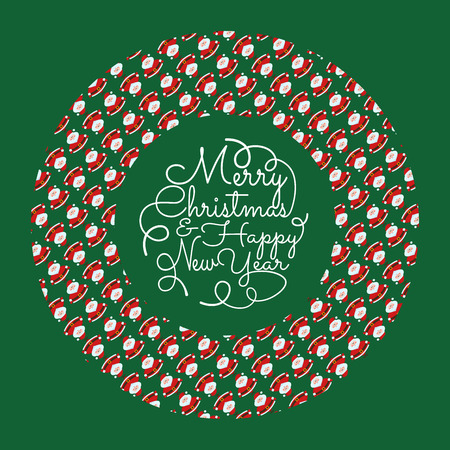 Christmas concept in circle with funny Santa Claus. Modern vector illustration in flat style.のイラスト素材