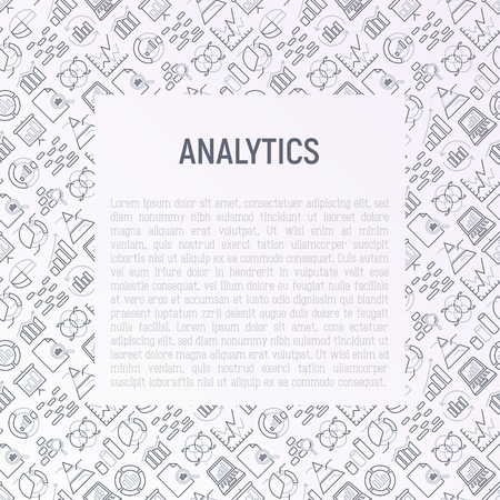 Analytics concept with thin line icons: diagram, chart, statistics, pyramid, business analysis. Modern vector illustration for banner, web page, print media.のイラスト素材