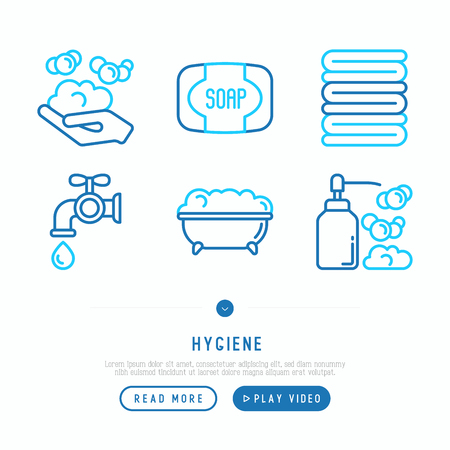 Hygiene thin line icons setのイラスト素材