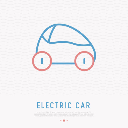 Electric car thin line icon. Modern vector illustration of innovative transport.のイラスト素材