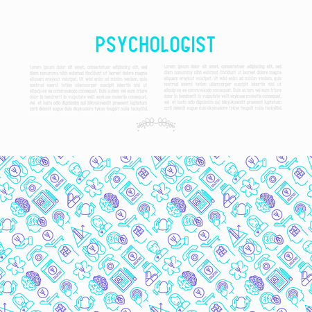 Psychologist concept with thin line icons. Vector illustration for banner, web page and print media.のイラスト素材