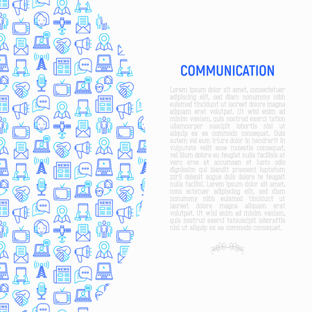 Communication concept with thin line icons. Modern vector illustration for banner, print media and web page.のイラスト素材