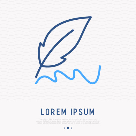 Feather thin line icon. Modern vector illustration of copywriting symbol or education logo.のイラスト素材