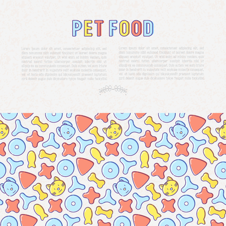 Pet food concept with thin line icons of dry food in different shapes vector illustrationのイラスト素材
