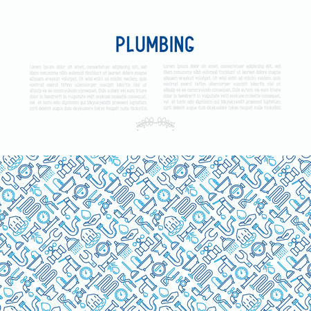 Plumbing concept with thin line icons vector illustrationのイラスト素材