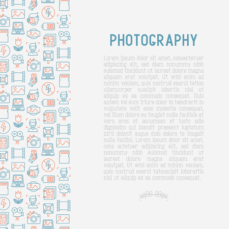 Photography concept illustration with thin line iconsのイラスト素材