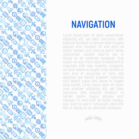 Navigation and direction concept with thin line icons set.のイラスト素材