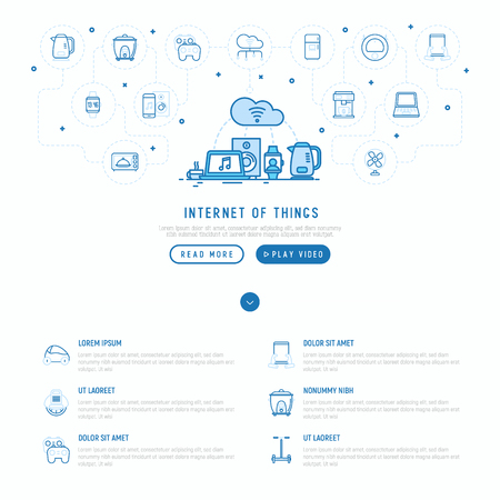 Internet of things concept with thin line icons.のイラスト素材