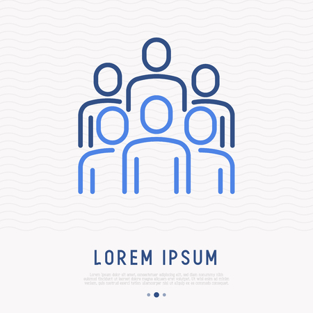 Two groups of people. Teamwork thin line icon. Modern vector illustration.のイラスト素材