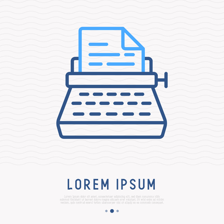 Typewriter thin line icon. Modern vector illustration.のイラスト素材