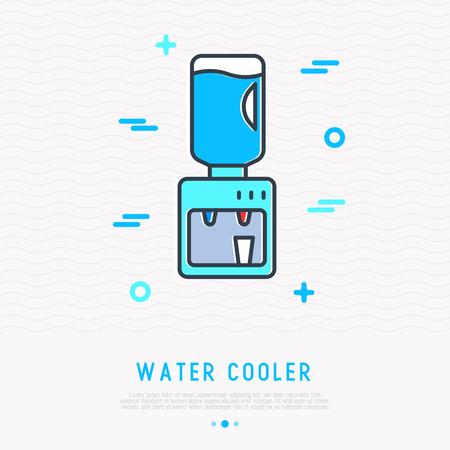Water cooler thin line icon. Modern vector illustration of office equipment.のイラスト素材