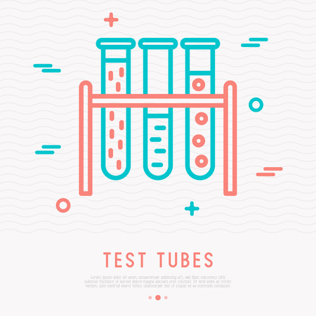 Test tubes thin line icon. Modern vector illustration of laboratory equipment.のイラスト素材