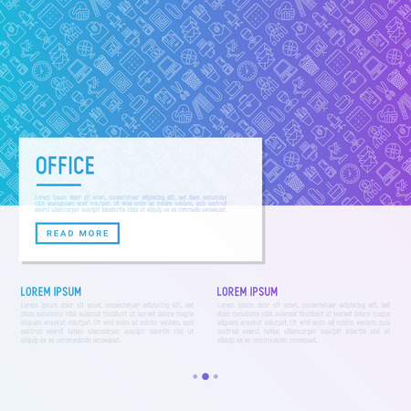 Office concept with thin line icons  Vector illustrationのイラスト素材