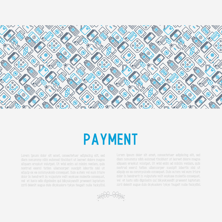 Payment concept with thin line icons. Vector illustration bannerのイラスト素材