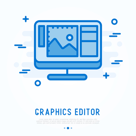 Graphics editor thin line icon. Simple vector illustration of web development.のイラスト素材