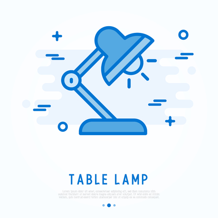 Table lamb with bulb thin line icon. Vector illustration of overtime symbol.のイラスト素材