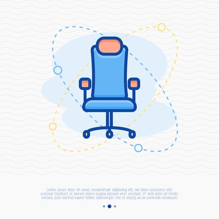 Chair for gamer thin line icon. Modern vector illustration of cybersport equipment.のイラスト素材