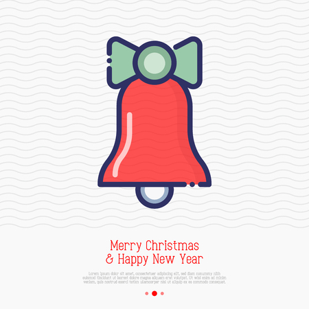 Christmas bell thin line icon. Modern vector illustration of Christmas decoration.のイラスト素材