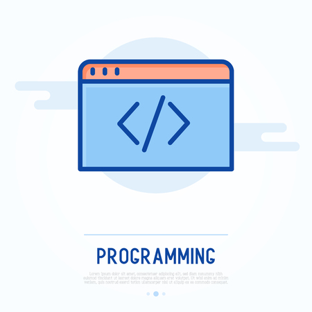 Programming thin line icon. Vector illustration.のイラスト素材