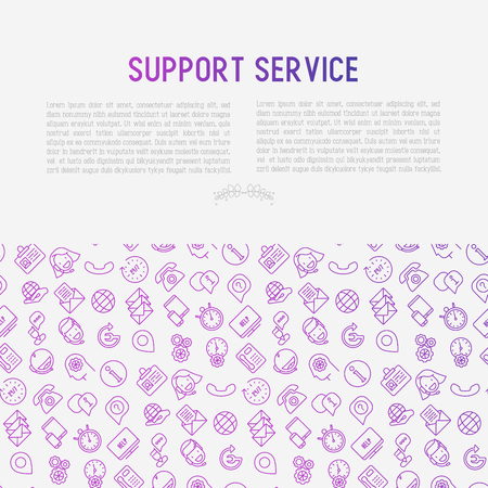 Support service concept with thin line call center or customer service icons.のイラスト素材