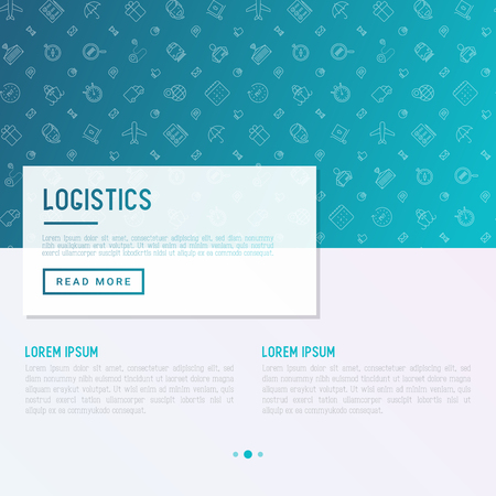 Logistics concept with thin line icons. Vector illustration for banner, web page, print media.のイラスト素材
