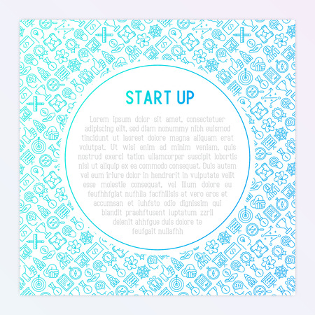 Start up concept with thin line icons of development, growth, success, idea, investment.のイラスト素材