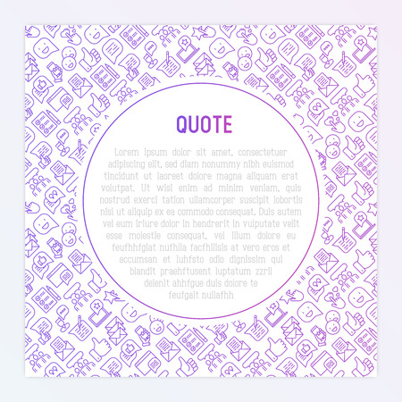 Testimonials and quote concept with thin line icons of review, feedback, survey, comment. Vector illustration for banner, web page, print media with place for text.のイラスト素材