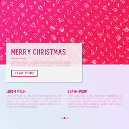 Christmas celebration concept with thin line New Year and Christmas symbols for web page, banner, invitation, print media. Vector illustration.のイラスト素材
