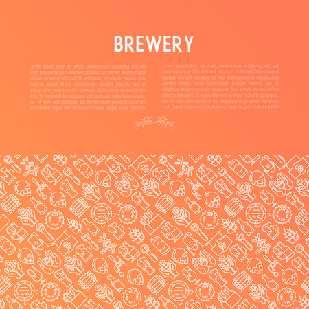Beer concept with thin line icons related to brewery and Beer October Festival. Modern vector illustration for banner, web page, print media with place for text.のイラスト素材