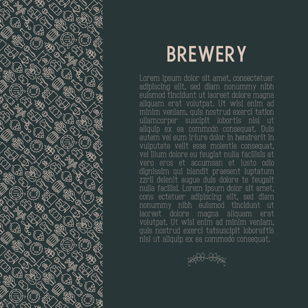 Beer concept with thin line icons related to brewery and Beer October Festival. Modern vector illustration for banner, web page, print media with place for text.のイラスト素材