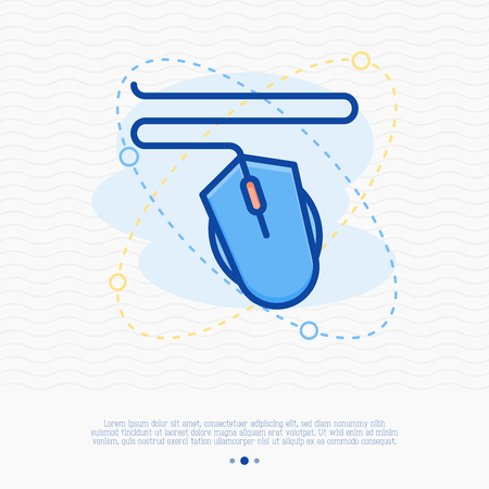 Gaming mouse thin line icon. Modern vector illustration of cybersport equipment.のイラスト素材