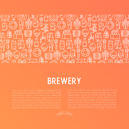 Beer concept with thin line icons related to brewery and Beer October Festival. Modern vector illustration for banner, web page, print media with place for text.のイラスト素材