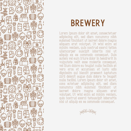 Beer concept with thin line icons related to brewery and Beer October Festival. Modern vector illustration for banner, web page, print media with place for text.のイラスト素材