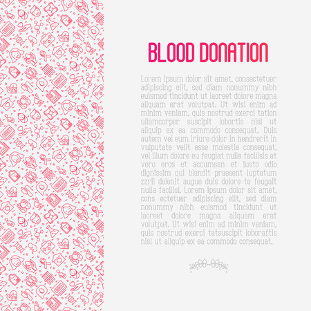 Blood donation concept with thin line icons and place for text.のイラスト素材