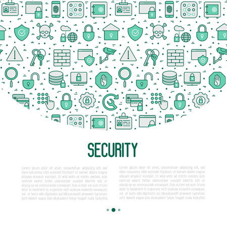 Security and protection concept with thin line iconsのイラスト素材