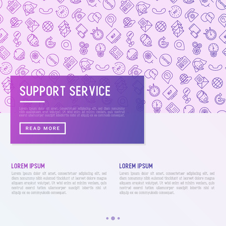 Support service concept with thin line call center or customer service icons.のイラスト素材