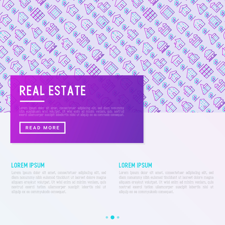 Real estate concept with thin line houses and trees.のイラスト素材