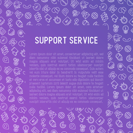 Support service concept with thin line call center or customer service icons. Vector illustration for banner, web page of support center with place for text.のイラスト素材